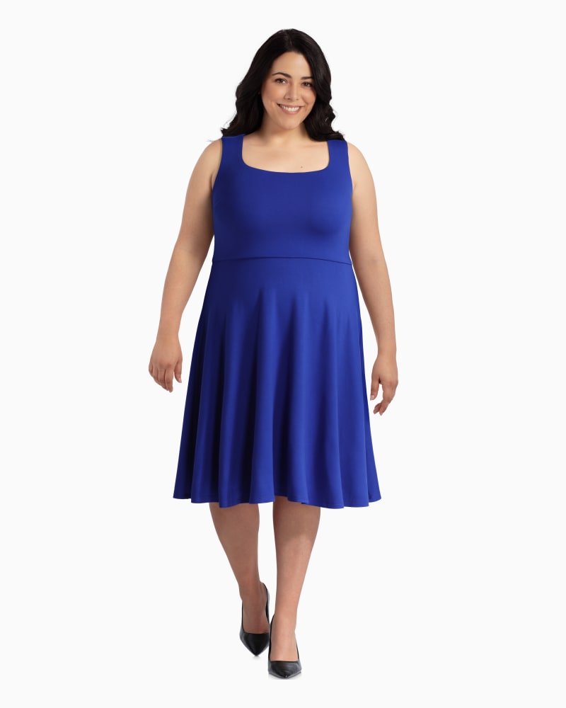Plus size model with rectangle body shape wearing Terry-Ann A-Line Dress by Marybelle | Dia&Co | dia_product_style_image_id:110203